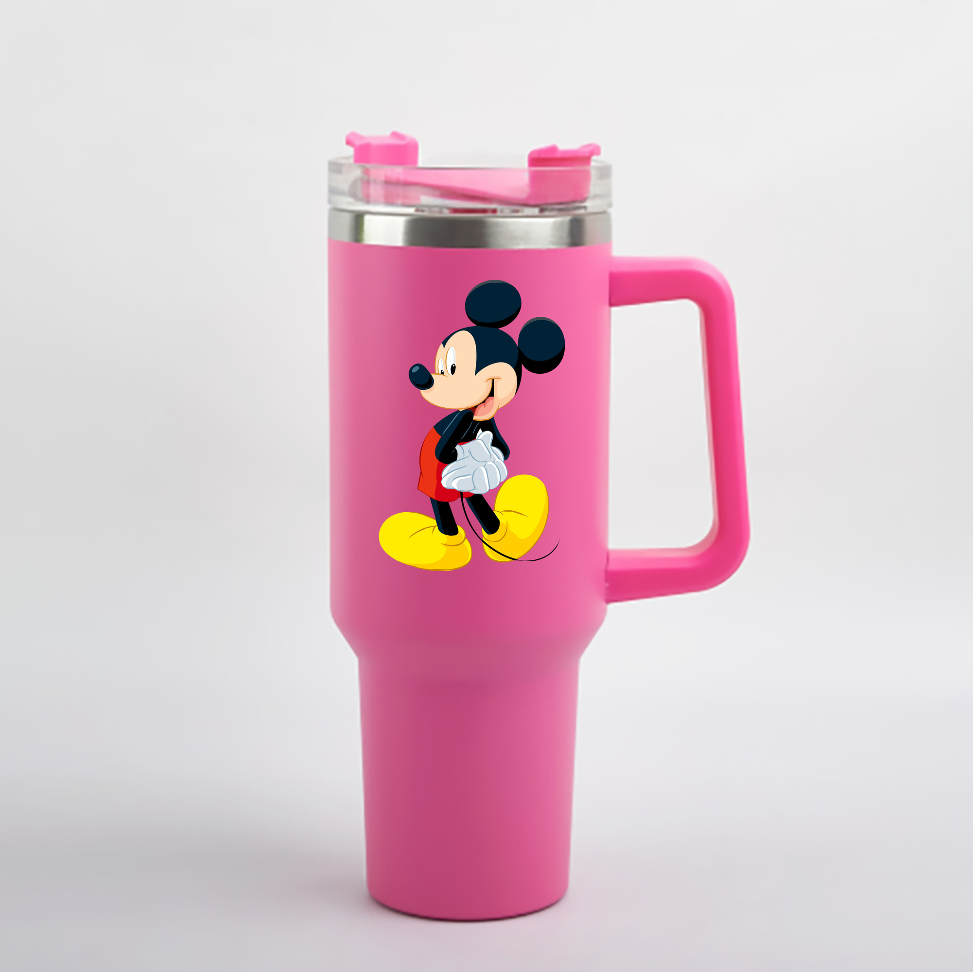 （画像用） ミッキーマウス Mickey Mouse 1200mL車用タンブラー - クリスタルステッカー（プラスチックストロー付き）